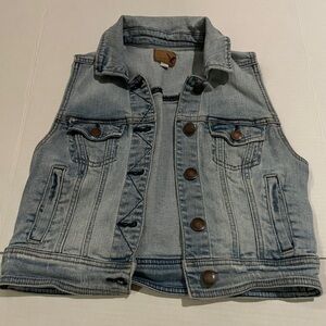 American Eagle Outfitters Denim Jean Jacket Vest Womens  Small Distressed